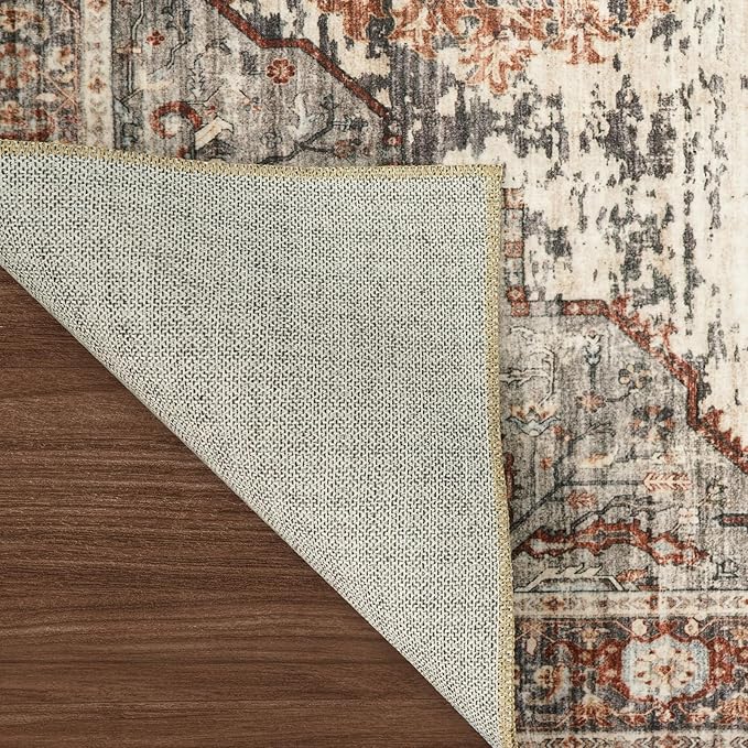 Washable Hallway Runner Rug 2x6 - Boho Rugs for Living Room Stain Resistant Carpet Vintage Tribal Rugs for Bedroom Kitchen Bathroom Non Slip Backing Home Decor Floor Decoration Mat 2x6 Brick