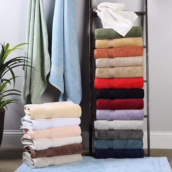 Superior Egyptian Cotton 3-Piece Towel Set, Basic Towels For Bathroom, Home Decor, Guest Bath, Shower, Apartment, Included 1 Face, 1 Hand, 1 Bath Towel, Washcloth, Quick Dry, Ivory