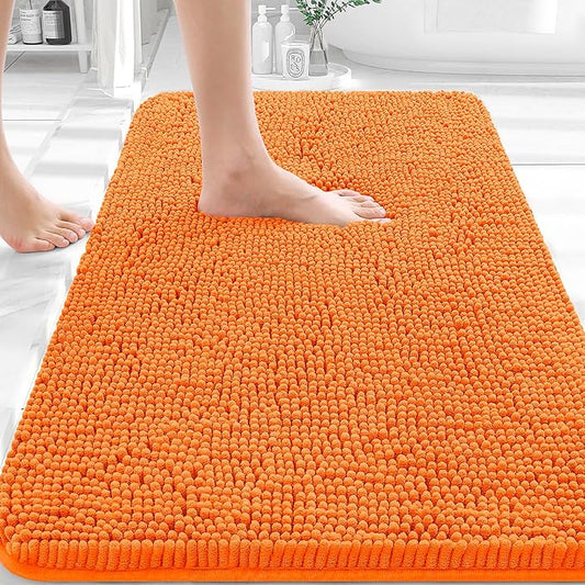 OLANLY Bathroom Rugs 36x24, Extra Soft Absorbent Chenille Bath Rugs, Rubber Backing Quick Dry, Machine Washable Bath Mats for Bathroom Floor, Tub and Shower, Home Decor Accessories, Orange