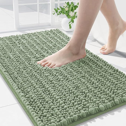 Arotive Luxury Chenille Bathroom Rug Mat, Extra Soft Thick Absorbent Shaggy Bath Rugs, Non-Slip Machine Wash Dry, Plush Bath Mats for Bathroom, Shower and Tub, 36x24, Sage Green