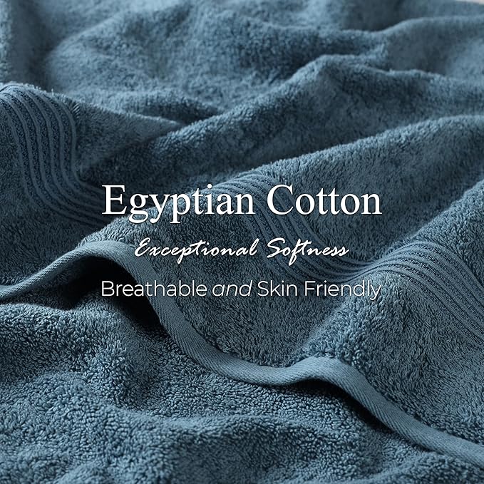 Superior Egyptian Cotton 3-Piece Towel Set, Basic Towels For Bathroom, Home Decor, Guest Bath, Shower, Apartment, Included 1 Face, 1 Hand, 1 Bath Towel, Washcloth, Quick Dry, Sapphire