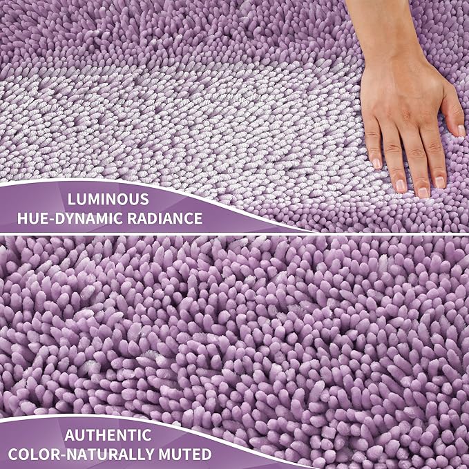 Yimobra Large Bathroom Rug Non Slip 36x24 Inch, Extra Thick Soft Absorbent Chenille Bath Mat, Machine Washable Quick Dry Bath Rugs for Bathroom Floor, Tub and Shower, Home Decor Accessories, Lilac