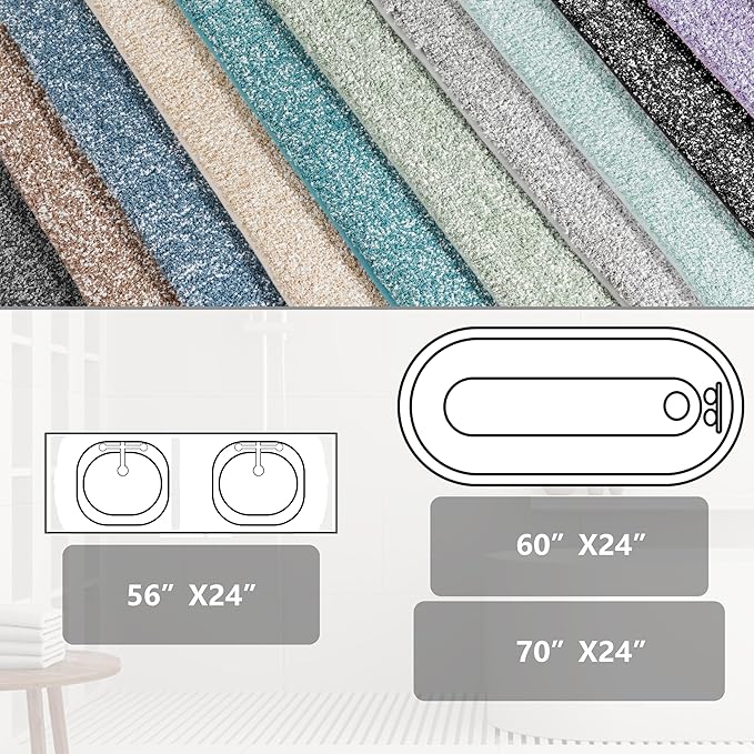Yimobra Bathroom Runner Rug Non Slip Washable, Soft Absorbent Microfiber Long Bath Mat, Dual-Tone Decor Rug with Rubber Backing for Floor, Tub and Hallway,56x24,Home Essentials,Denim Blue