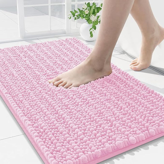 Arotive Luxury Chenille Bathroom Rug Mat, Extra Soft Thick Absorbent Shaggy Bath Rugs, Non-Slip Machine Wash Dry, Plush Bath Mats for Bathroom, Shower and Tub, 36x24, Pink
