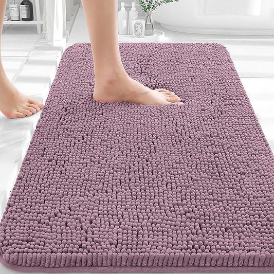 OLANLY Bathroom Rugs 36x24, Extra Soft Absorbent Chenille Bath Rugs, Rubber Backing Quick Dry, Machine Washable Bath Mats for Bathroom Floor, Tub and Shower, Home Decor Accessories, Deep Plum