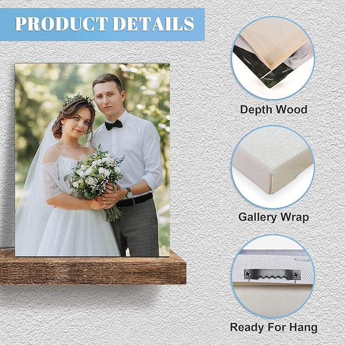WayToLight Custom Canvas Prints with Your Photos, Canvas Wall Art for Friends, Couples and Weddings, Ideal for Bedroom, Office Decor (16" X 20")