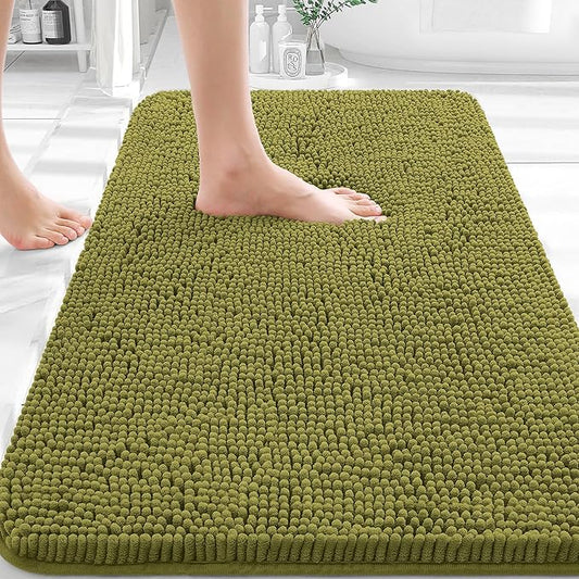 OLANLY Bathroom Rugs 36x24, Extra Soft Absorbent Chenille Bath Rugs, Rubber Backing Quick Dry, Machine Washable Bath Mats for Bathroom Floor, Tub and Shower, Home Decor Accessories, Willow Green