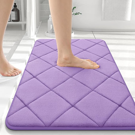 OLANLY Memory Foam Bath Mat 36x24, Ultra Soft and Absorbent Bathroom Rugs, Machine Washable, Comfortable Bath Carpet for Bathroom Floor, Tub and Shower, Lavender