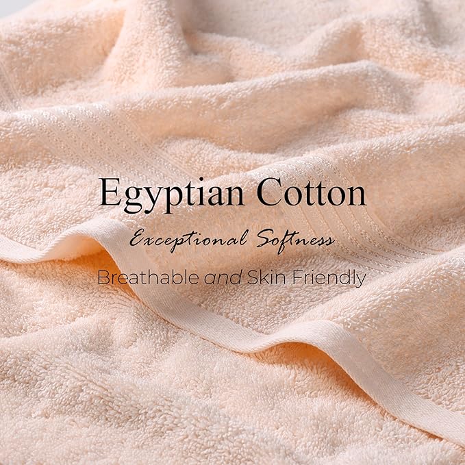 Superior Egyptian Cotton 2-Piece Bath Sheet Towel Set, Oversized Body Towels For Adults And Kids, Large Towel For Bath, Shower, Guest Bathroom, Spa, Gym, Resort, Essentials, Airbnb, Peach