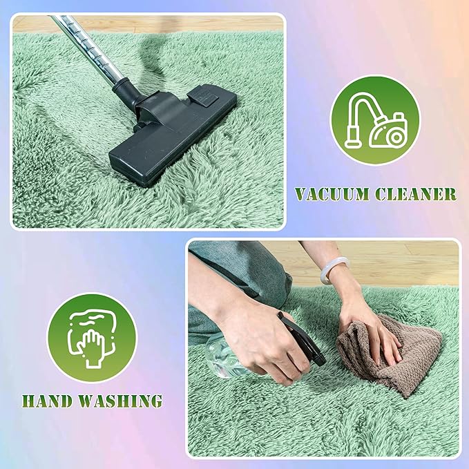 Super Fluffy Rug for Bedroom, 4x6 Shag Fuzzy Area Rug for Living Room Bedroom, Plush Soft Carpet for Girls Boys Kids, Non Slip Throw Rugs for Dorm, Modern Home Decor Aesthetic, Sage Green