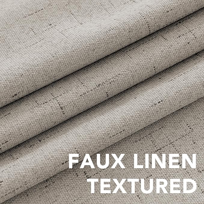 H.VERSAILTEX Primitive Linen Curtains 100% Blackout Curtain Drapes Burlap Fabric Curtains with White Thermal Insulated Liner, Grommet Top Drapes Living Room/Bedroom (2 Panels, 42 x 63 Inch, Stone)