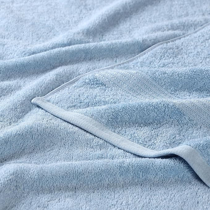 Superior Egyptian Cotton 3-Piece Towel Set, Basic Towels For Bathroom, Home Decor, Guest Bath, Shower, Apartment, Included 1 Face, 1 Hand, 1 Bath Towel, Washcloth, Quick Dry, Light Blue