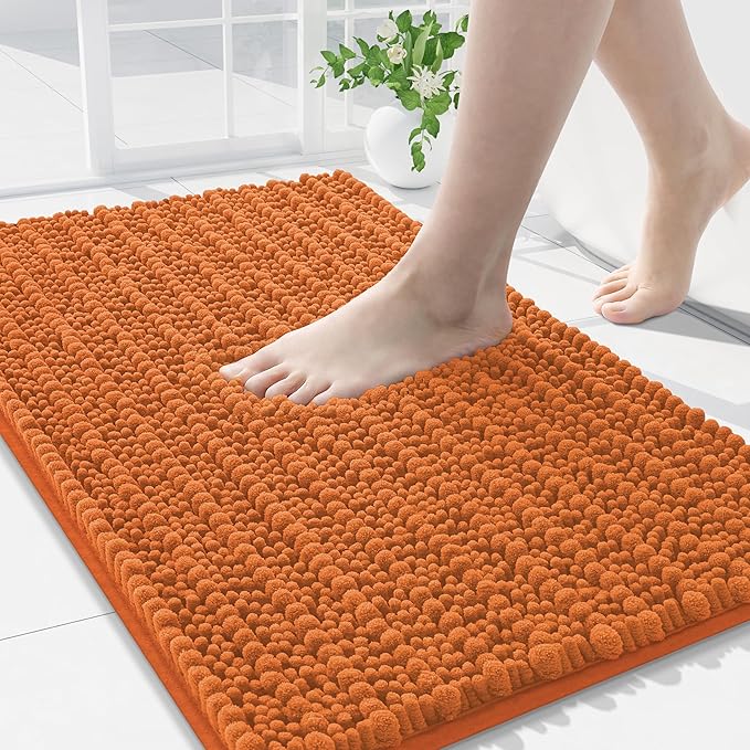 Arotive Luxury Chenille Bathroom Rug Mat, Extra Soft Thick Absorbent Shaggy Bath Rugs, Non-Slip Machine Wash Dry, Plush Bath Mats for Bathroom, Shower and Tub, 36x24, Clay