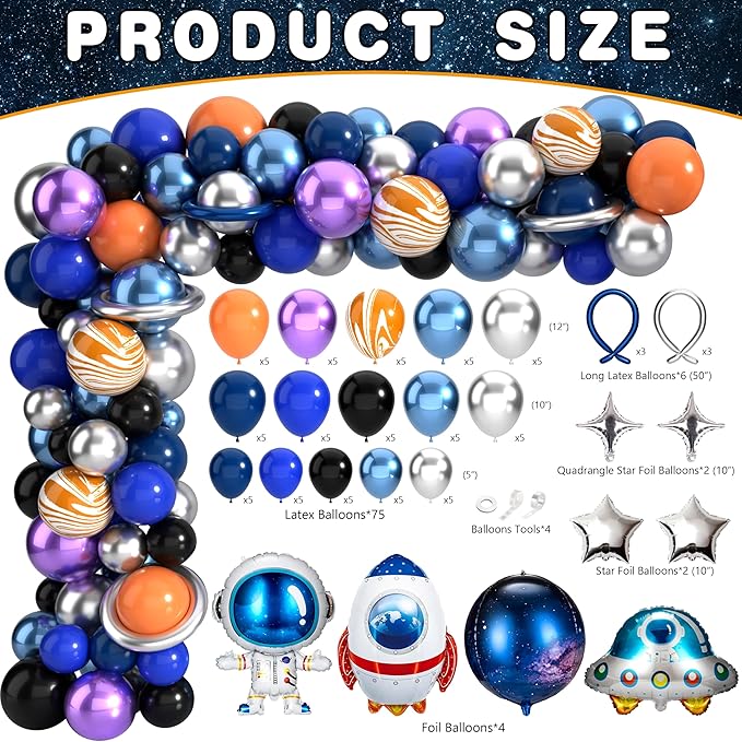 Outer Space Birthday Party Decorations Space Themed Party Supplies Planet Banner Backdrop Cake Topper Solar System Paper Lantern Galaxy Tablecloth Balloon Garland Kit for Space Astronaut Party Decor