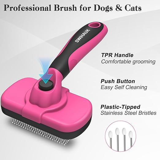 Self Cleaning Slicker Brush for Dogs & Cats 
