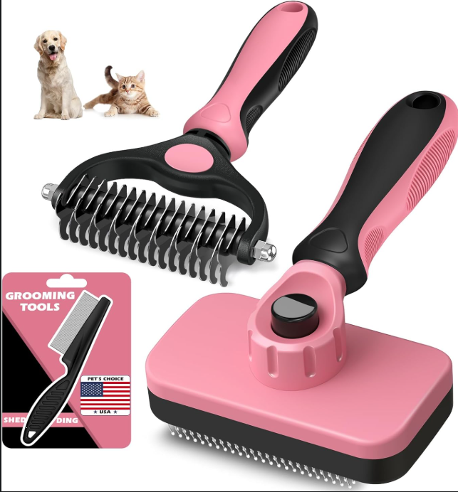 3PCS Self Cleaning Pet Grooming Brush Set